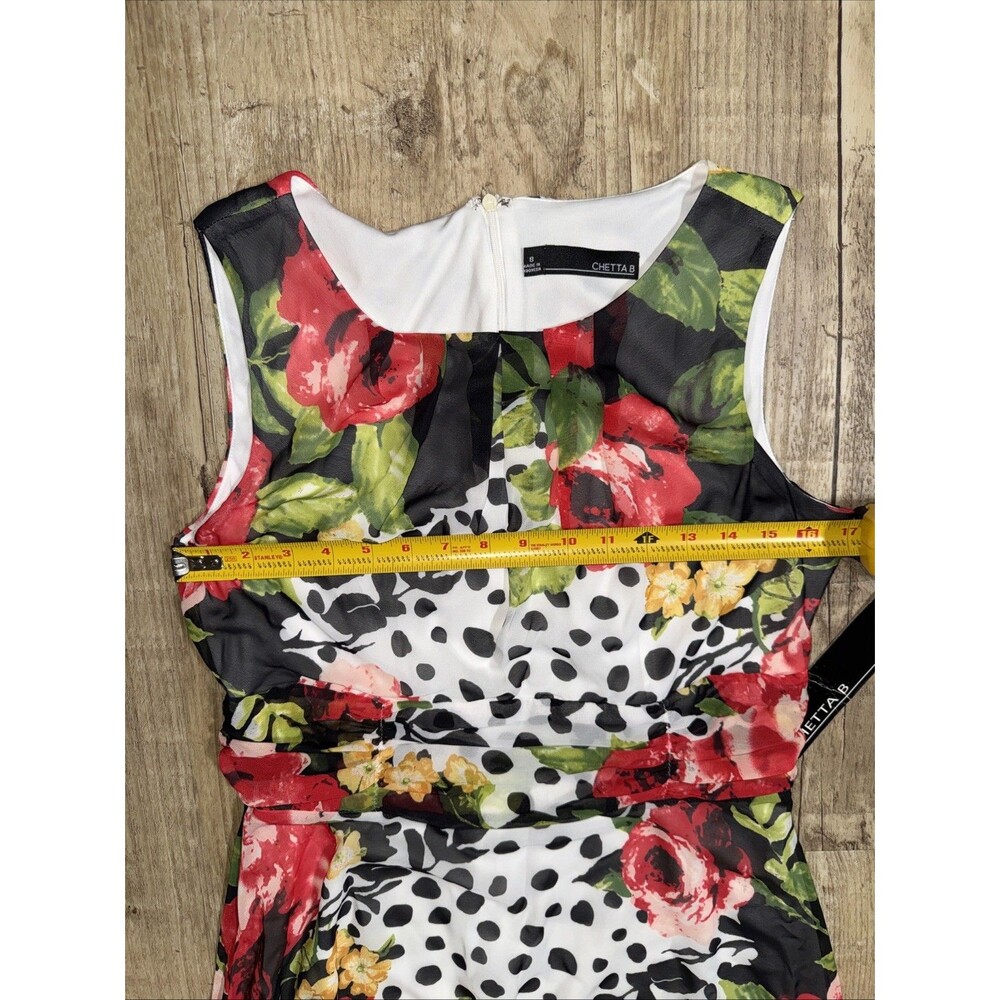 Chetta B Dress 8 NWT Floral Polka Dot Sleeveless Lined Maxi - Picture 6 of 6